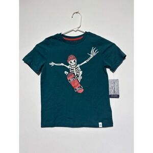 Tommy Bahama Kids S (5/6) Short Sleeve Green Skeleton Skateboard Shirt